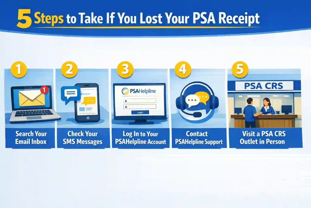 Steps-to-take-if-you-lost-your-PSA-receipt:-Search-inbox,-check-SMS,-log-in,-contact-support,-visit-outlet
